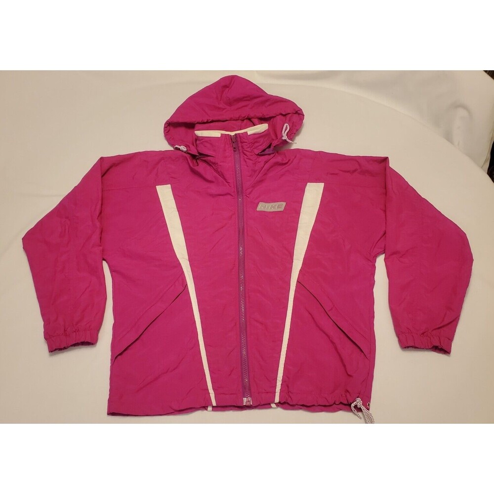Vintage 70s Hidden Hood Nylon Full Zip Hot Pink Barbiecore Jacket Sz Small